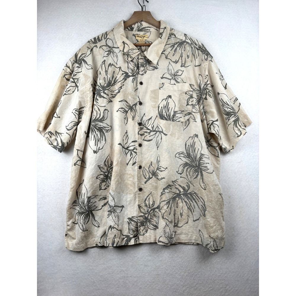 Panama Jack Shirt Mens 3XL Ramie Cotton Floral Tropical Button Down